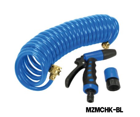 AQUA MARINE - 7.6 Meter Coiled Hose & Trigger Nozzle (with brass end fittings)